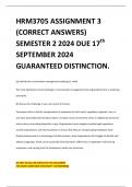 HRM3705 ASSIGNMENT 3 (CORRECT ANSWERS) SEMESTER 2 2024 DUE 17th SEPTEMBER 2024 GUARANTEED DISTINCTION.