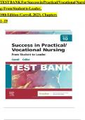 TEST BANK For Success in Practical/Vocational Nursing: From Student to Leader,  10th Edition (Carroll, 2023), Chapters 1 - 19