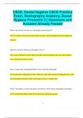 CSCE, Dental Hygiene CSCE Practice Exam, Radiography Anatomy, Dental Hygiene Prometric 2 | Questions and  Answers Already Passed