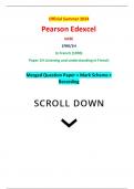 Official Summer 2024 Pearson Edexcel GCSE 1FR0/1H In French (1FR0) Paper 1H Listening and understanding in French Merged Question Paper + Mark Scheme + Recording