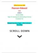 Official Summer 2024 Pearson Edexcel GCSE 1GN0/1F German (2406) Paper 1F: Listening and understanding in German Foundation Tier Merged Question Paper + Mark Scheme + Recording