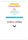 Official Summer 2024 Pearson Edexcel GCSE 1RA0/1C In Religious Studies A Paper 1 Study of Religion 1C Islam Merged Question Paper + Mark Scheme