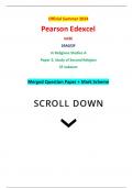 Official Summer 2024 Pearson Edexcel GCSE 1RA0/2F In Religious Studies A Paper 2: Study of Second Religion 2F Judaism Merged Question Paper + Mark Scheme