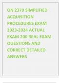 ON 2370 SIMPLIFIED  ACQUISITION  PROCEDURES EXAM  2023-2024 ACTUAL  EXAM 200 REAL EXAM  QUESTIONS AND  CORRECT DETAILED  ANSWERS