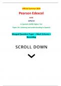 Official Summer 2024 Pearson Edexcel GCSE 1SP0/1H In Spanish (1SP0) Higher Tier Paper 1H: Listening and understanding in Spanish Merged Question Paper + Mark Scheme + Recording