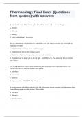 Pharmacology Final Exam (Questions from quizzes) with answers