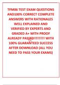 TFM06 TEST EXAM QUESTIONS AND100% CORRECT COMPLETE ANSWERS WITH RATIONALES WELL EXPLAINED AND VERIFIED BY EXPERTS AND GRADED A+ WITH PROOF ALREADY PASSED!!!!!!!!! WITH 100% GUARANTEED SUCCESS AFTER DOWNLOAD (ALL YOU NEED TO PASS YOUR EXAMS)