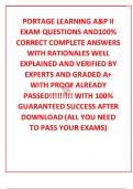 PORTAGE LEARNING A&P II EXAM QUESTIONS AND100% CORRECT COMPLETE ANSWERS WITH RATIONALES WELL EXPLAINED AND VERIFIED BY EXPERTS AND GRADED A+ WITH PROOF ALREADY PASSED!!!!!!!!! WITH 100% GUARANTEED SUCCESS AFTER DOWNLOAD (ALL YOU NEED TO PASS YOUR EXAMS)