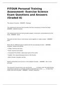 FITOUR Personal Training Assessment- Exercise Science Exam Questions and Answers (Graded A)