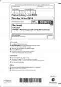 Edexcel A-Level 2024 Business Paper 1 and Mark Scheme