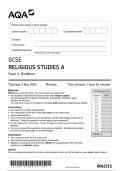 AQA GCSE RELIGIOUS STUDIES A PAPER 1 2024 (8062/11: Buddhism)