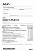 AQA GCSE RELIGIOUS STUDIES A PAPER 1 2024 (8062/14: Hinduism)