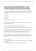  Mental health NUR2459 Study Guide Exam Questions And Actual Answers.