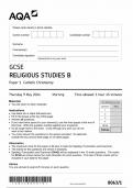 AQA GCSE RELIGIOUS STUDIES B PAPER 1 2024 (8063/1: Catholic Christianity)