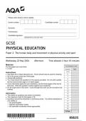 AQA GCSE Physical Education8582 paper 1 question paper PhysicalEducation  22May 2024