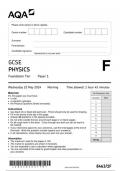 AQA GCSE Triple Science8463 1F question paper Physics  22May 2024