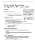 Lecture notes comparative & cross cultural management