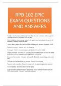 RPB 102 EPIC EXAM QUESTIONS AND ANSWERS