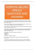 HOSPITAL BILLING RPB102 QUESTIONS AND ANSWERS