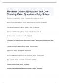  Montana Drivers Education Unit One Training Exam Questions Fully Solved