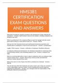 HMS381 CERTIFICATION EXAM QUESTIONS AND ANSWERS