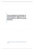 The Anesthesia Technician & Technologist's Manual Test 1 || Questions & 100% Accurate Answers