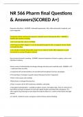 NR 566 Pharm final Questions & Answers(SCORED A+)