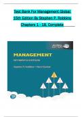 TEST BANK For Management Global, 15th Edition By Stephen P. Robbins, Verified Chapters 1 - 18, Complete