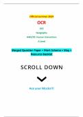 Official summer 2024 OCR GCE Geography H481/02: Human interactions A Level Merged Question Paper + Mark Scheme + Map + Resource Booklet