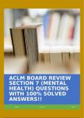 ACLM BOARD REVIEW SECTION 7 (MENTAL HEALTH) QUESTIONS WITH 100% SOLVED ANSWERS!!