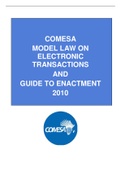 COMESA MODEL LAW ON ELECTRONIC TRANSACTIONS AND GUIDE TO ENACTMENT 2010 