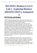 Exploring Business (DISTINCTION*) Assignment 2 D3: Pricing and Output