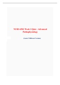 NURS 6501N week 1 Quiz (Latest 3 Versions),  NURS 6501 Advanced Pathophysiology