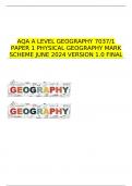 AQA A LEVEL GEOGRAPHY 7037/1 PAPER 1 PHYSICAL GEOGRAPHY MARK SCHEME JUNE 2024 VERSION 1.0 FINAL