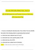 ATI NUTRITION PRACTICE TEST B EXAM AND  Actual NGN Questions and Answers & Rationales, 100% Verified