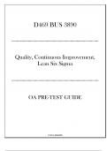 (WGU D469) BUS 389 Quality,Continuous Improvment, Lean Six Sigma - OA Pre Test Guide