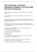 ACC 241 Exam 1 Practice Questions Chapters 1,2,3,4,6 with All Correct Answers