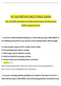 ATI NUTRITION PROCTORED EXAM with  Actual NGN Questions and Answers & Rationales, 100% Verified