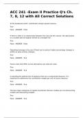 ACC 241 -Exam II Practice Q's Ch. 7, 8, 12 with All Correct Solutions