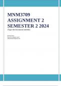 MNM3709 Assignment 2 Semester 2 2024 - DUE 11 September 2024 ;100 % TRUSTED workings, Expert Solved, Explanations and Solutions........... 