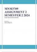 MNM3709 Assignment 2 Semester 2 2024 - DUE 11 September 2024 ;100 % TRUSTED workings, Expert Solved, Explanations and Solutions........... 