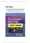  TEST BANK For Essentials of Psychiatric Nursing, 3rd Edition by Boyd & Luebbert, All Chapters 1 to 31 Covered, ISBN: 9781975185121 (100% Verified Edition) |Complete  Study GUIDE |Grade A+