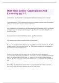 Utah Real Estate- Organization And Licensing pg 3-1  Questions & Answers Already Graded A +