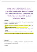 NRNP 6675 / NRNP6675 Final Exam | Psychiatric Mental Health Nurse Practitioner care across the lifespan II | Questions and Verified Answers Graded A+ | Latest 2024/2025 | Walden 