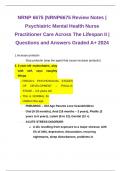 NRNP 6675 |NRNP6675 Review Notes | Psychiatric Mental Health Nurse Practitioner Care Across The Lifespan II | Questions and Answers Graded A+ 2024