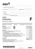 AQA GCSE Statistics 8382 1F question paper Statistics  5June 2024