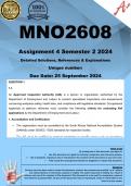 MNO2608 Assignment 4 (COMPLETE ANSWERS) Semester 2 2024 - DUE 25 September 2024 