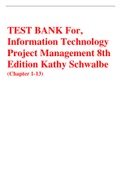 TEST BANK For, Information Technology Project Management 8th Edition Kathy Schwalbe (Chapter 1-13)