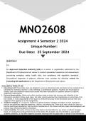 MNO2608 Assignment 4 (ANSWERS) Semester 2 2024 - DISTINCTION GUARANTEED