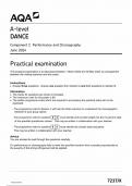 AQA A LEVEL DANCE COMPONENT 1 QUESTION PAPER 2024 (7237/X :Perfomance and Choreography )